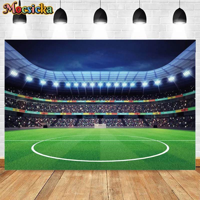 Mocsicka Stadium Photography Background Boy Soccer Birthday Party Photo Background Baby Shower Portrait Studio Photo Props