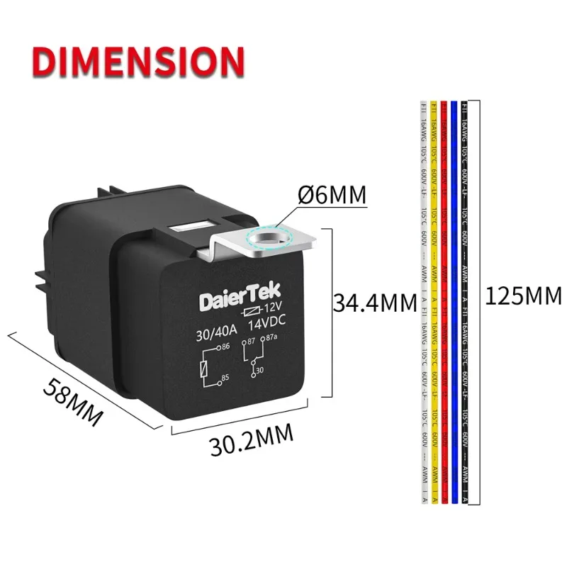 New Waterproof 12V 40A Pre-wired 5-pin SPDT Relay Socket Connector with Harness Kit for Automotive Horns