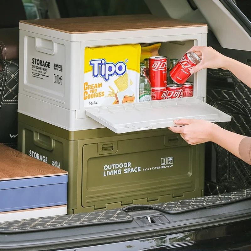 

Camping Storage Box, Trunk Organizer, Camping Picnic Camping Box, Car Folding Outdoor Bench and Chopping Board Storage Organizer