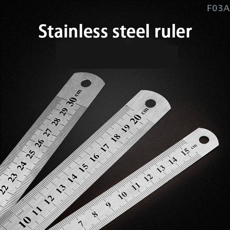 15-30cm Stainless Steel Metal Straight Ruler Tool Double Sided Measuring Tool