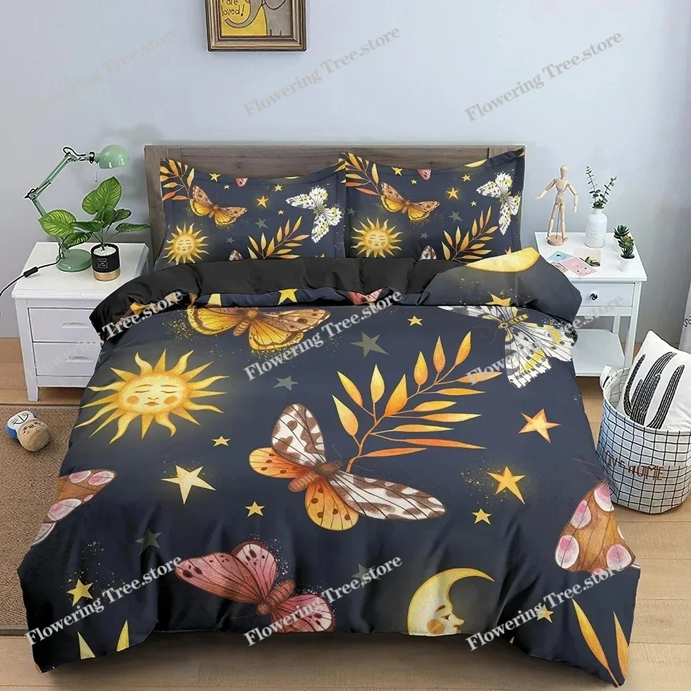 

3D Butterfly Print Bedding Set Skin Friendly Duvet Cover With Pillowcase Single King Queen Size Quilt Cover Home Textiles