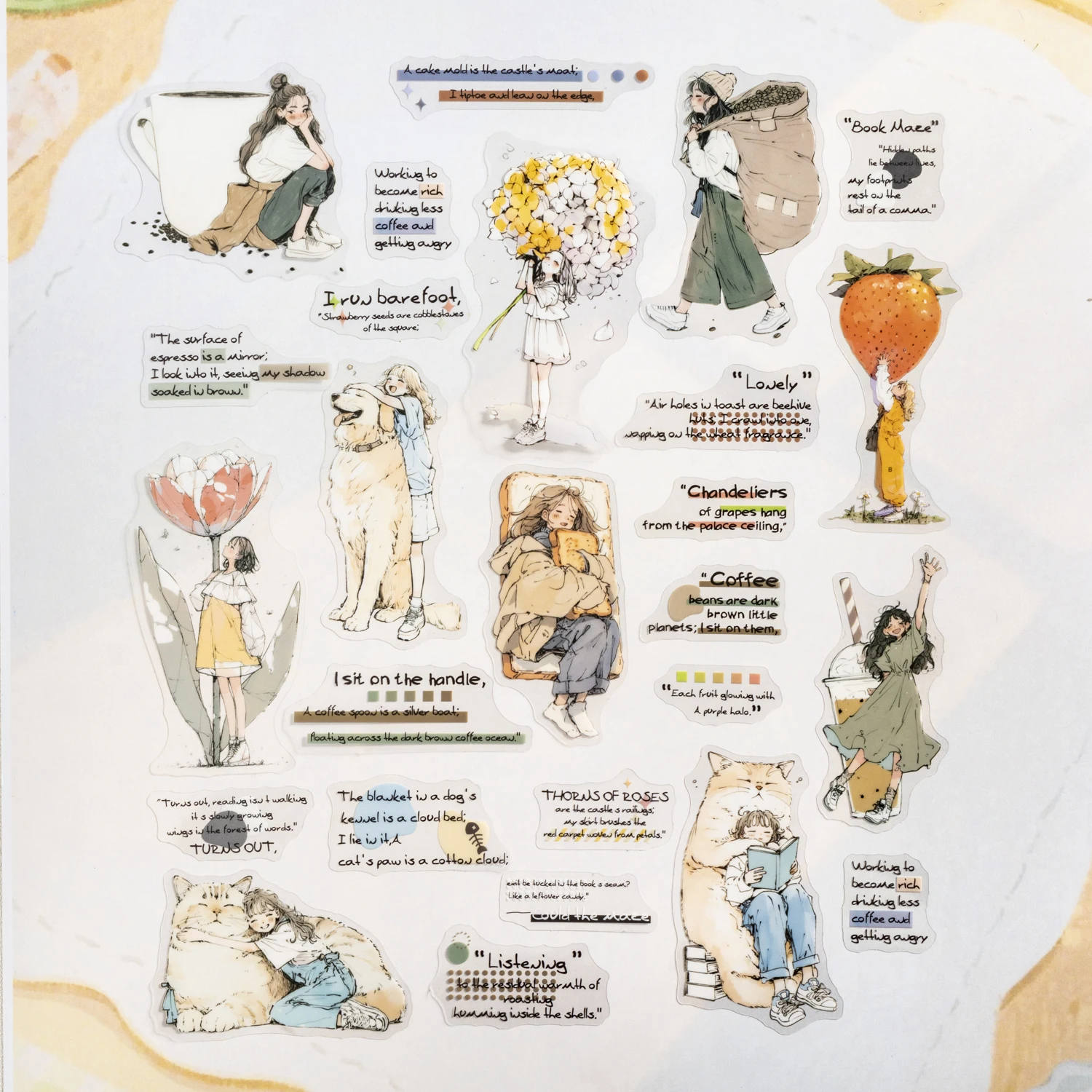 O grande mundo da série de flores vintage menina personagem paisagem pet adesivo criativo diy diário material colagem papelaria