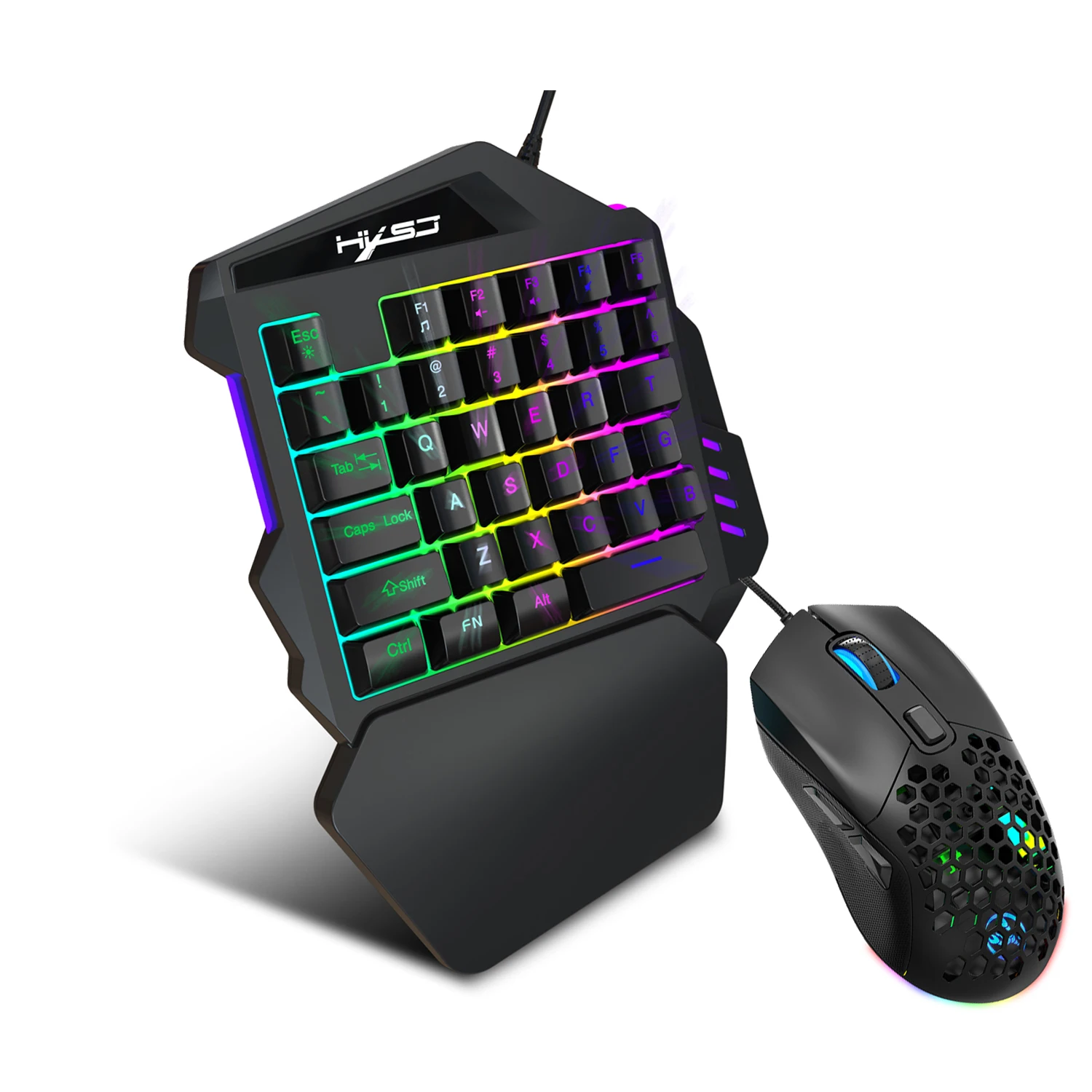 hxsj mini 35-key gaming one-handed keyboard and mouse set USB wired ergonomic mouse and keyboard game set for phone ipad