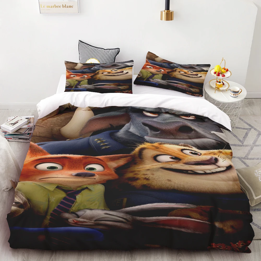 

Duvet Cover Set Cartoon Judy Hopps Nick Wilde Bedding Set Pillowcase best gifts boys girls Soft and comfortable Queen/King
