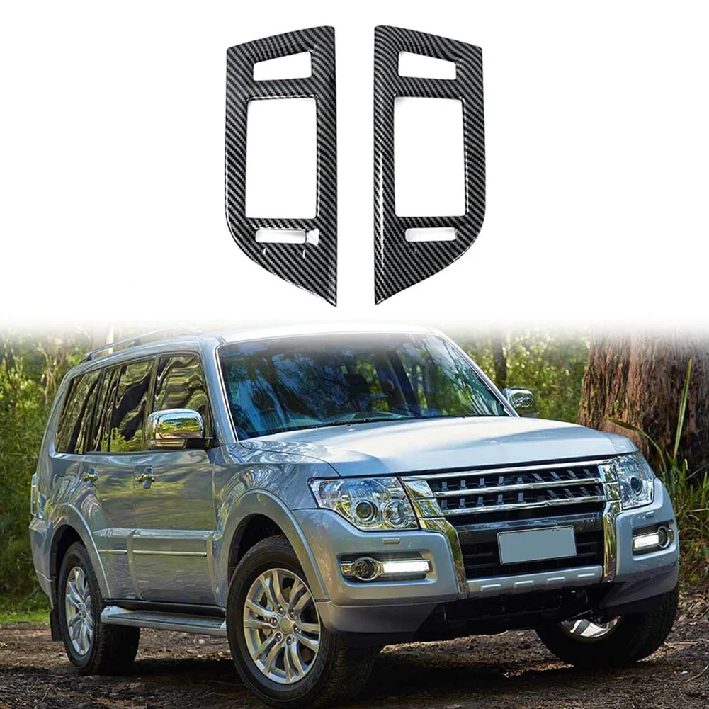 คอนโซลกลางช่องแอร์แผงหน้าปัดภายในทำจากคาร์บอนไฟเบอร์ตกแต่งปลอกคอกันสุนัขเลียช่องปล่อยระบบ a/c สำหรับ Mitsubishi Pajero 2007-2019