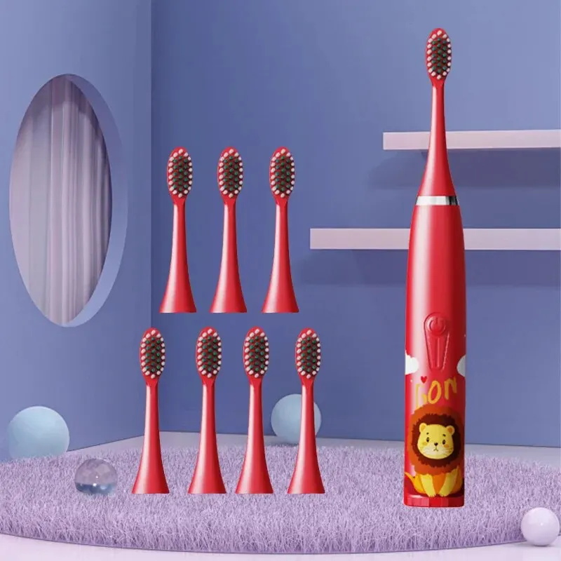 C6-Children\'s Electric Toothbrush Colorful Cartoon Animal Series Children\'s Soft-Bristled Cleaning Brush (Battery Not Included)