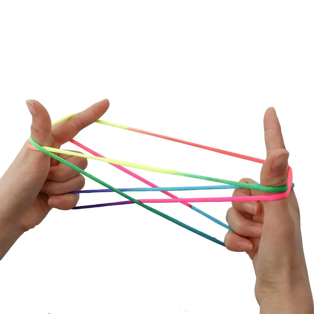 Rainbow Color String Finger Games Educational Game Colorful Fumble Finger Thread Nylon 165cm String Game Toy Classic Toy