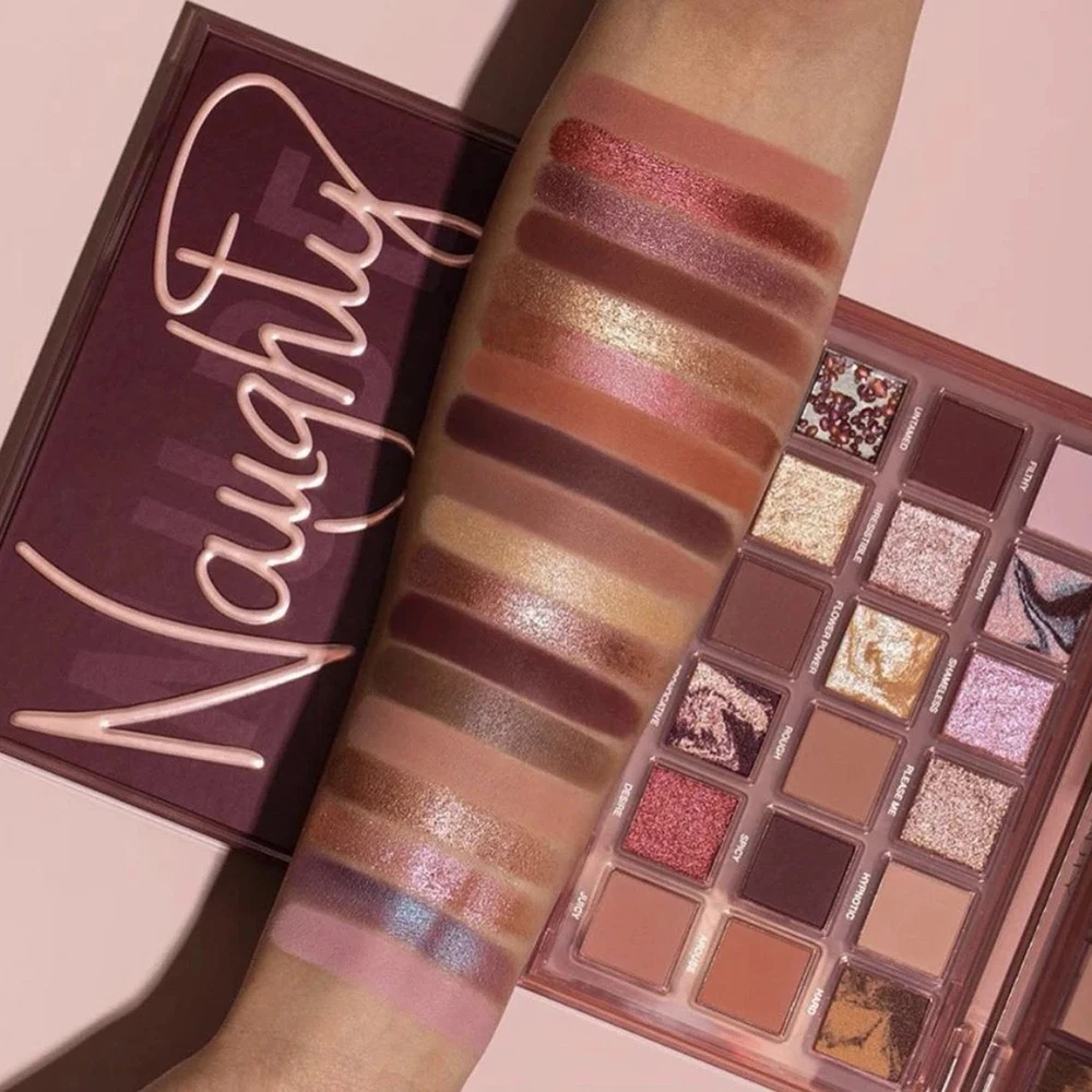 Huda Naughty Nudes-paleta de sombras de ojos, 18 colores, brillo mate metálico, larga duración, pigmento impermeable, maquillaje