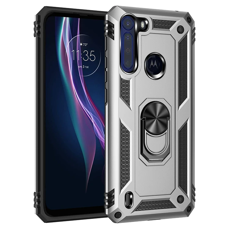 Armor Shockproof Case for Motorola One Fusion Fusion+ Rugged Military Drop Protective Magnet Car Holder Ring Case Cover