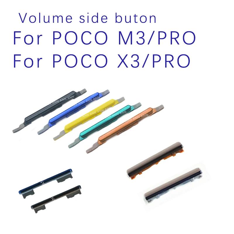 For Xiaomi Poco Pocophone M3 M3 Pro X3 X3 Pro Power Voume Side Button Volume Audio Control Side Key Buttons Repair Parts