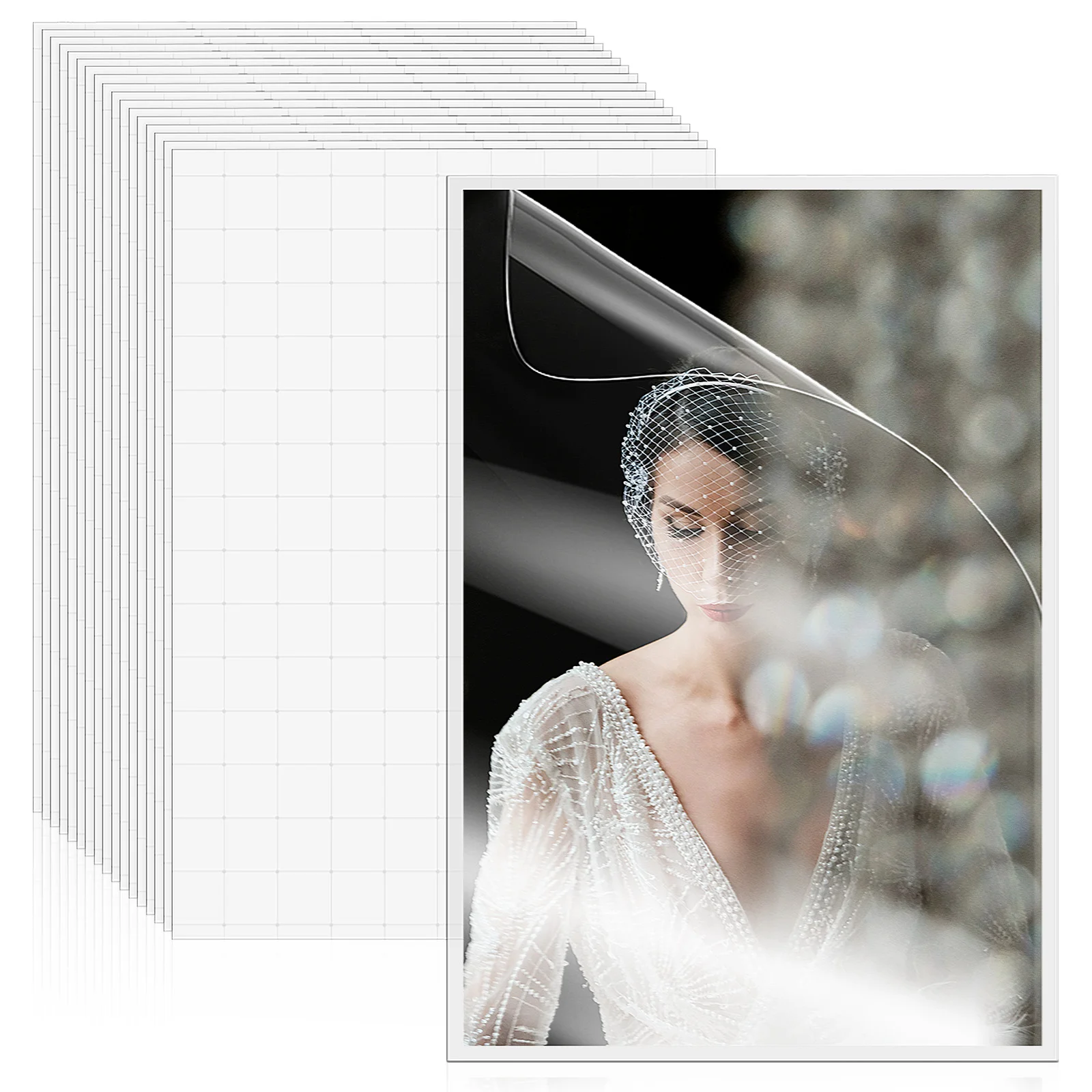 

50 Sheets Self Adhesive Photo Laminating Pouches Clear Protective Film PVC Specimen Sealing Sheets for Projects Dust Water