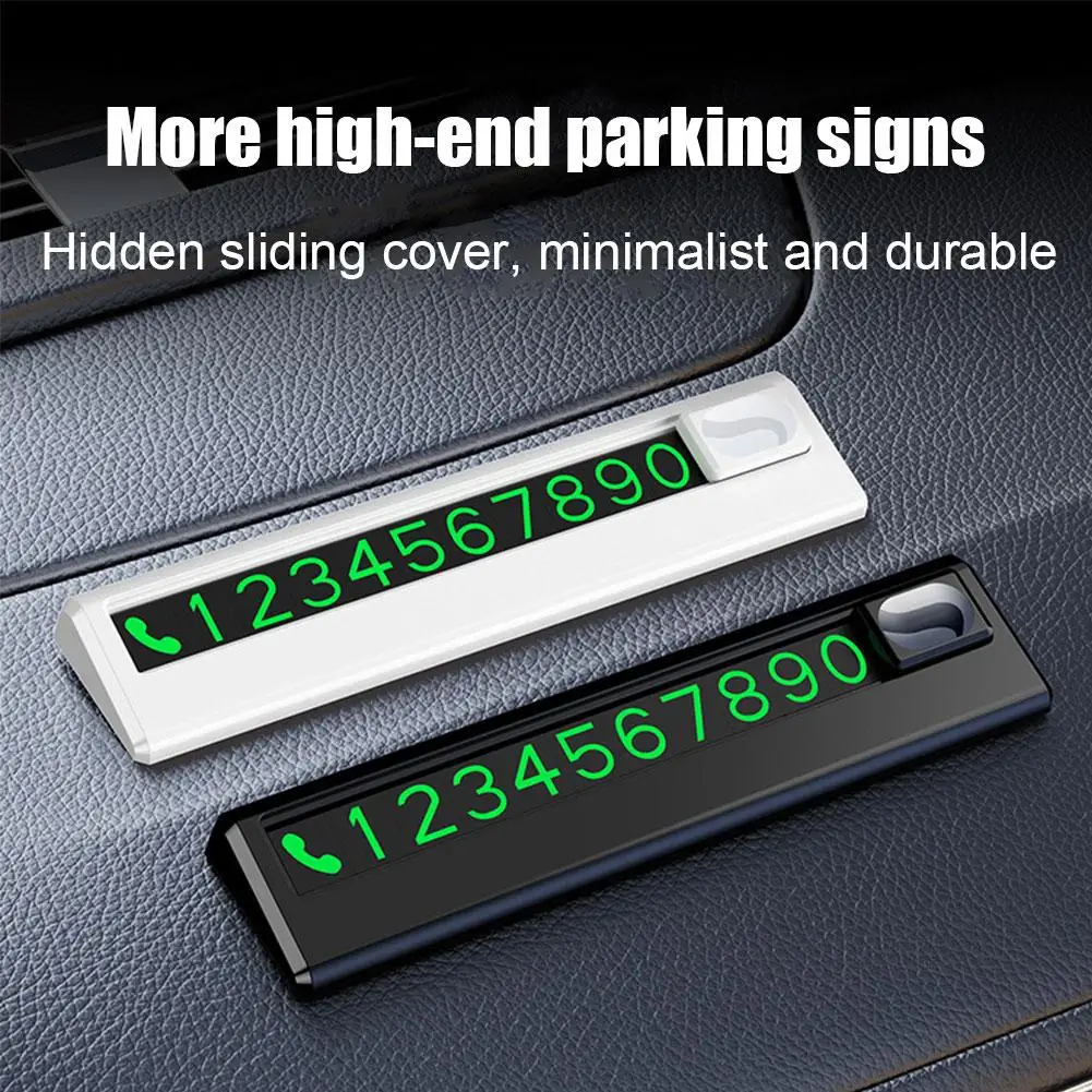 Hidden Car Temporary Parking Card Automobile Digital Luminous Phone Number Plate Universal Car Temporary Parking Sign