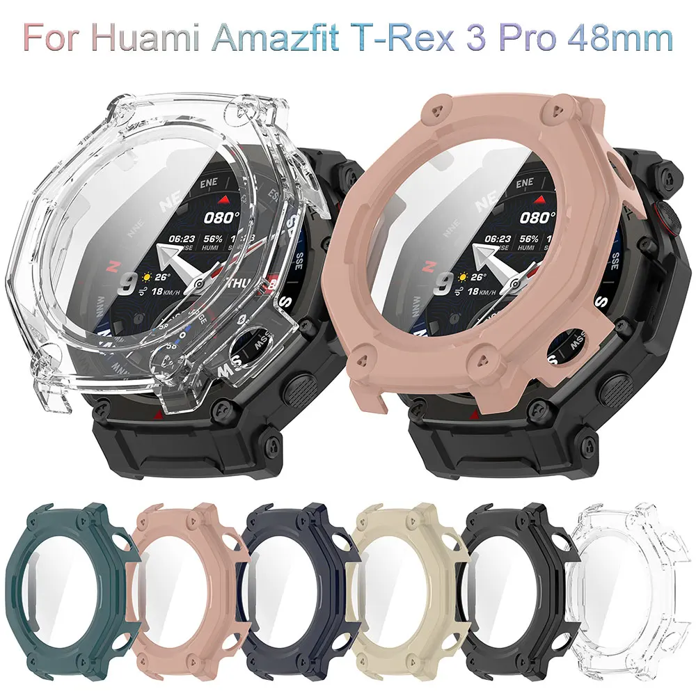 Capa protetora para huami amazfit t-rex 3 pro 48mm, silicone, smartwatch, à prova de choque, proteção para t-rex3 pro 48mm