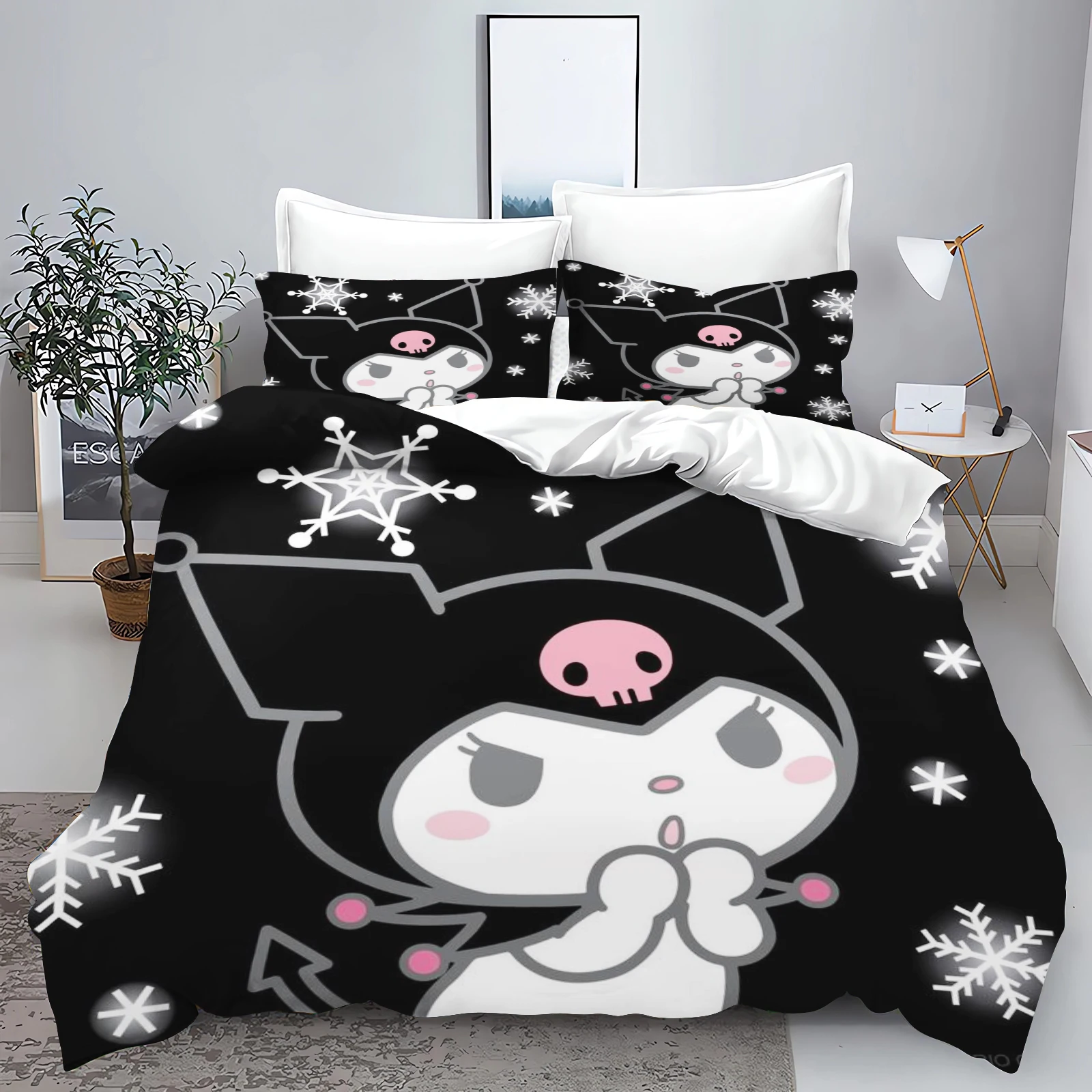 Cute Kuromi Comforter Bedding Sets Quilt Bed Cover Duvet Cover Pillow Case 2-3 Pieces Sets Kids Adult Size Bedroom Decor