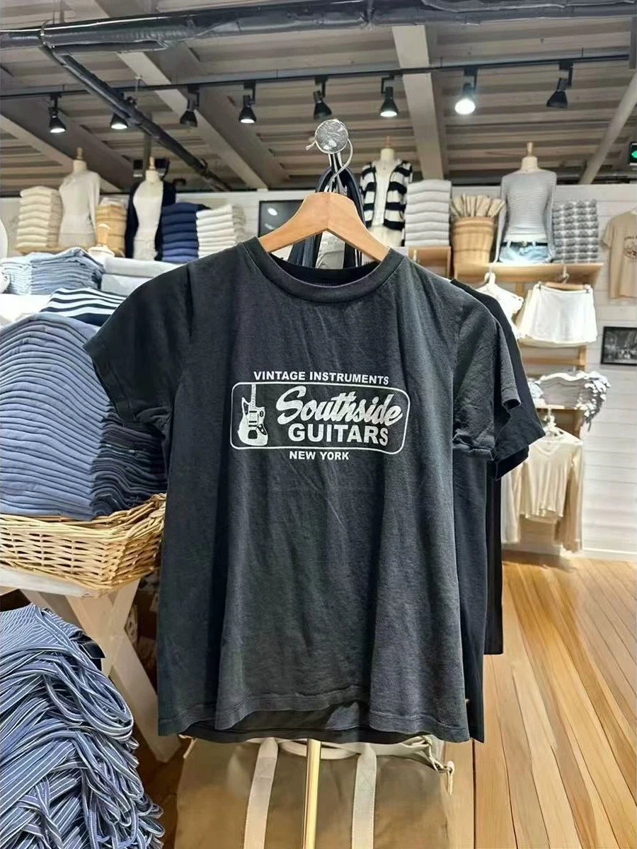 

Black Letter Print Short Sleeve T-shirt Women Summer Crew Neck Cotton Casual Tee Shirts Streetwear Fashion Vintage Tops T-shirts