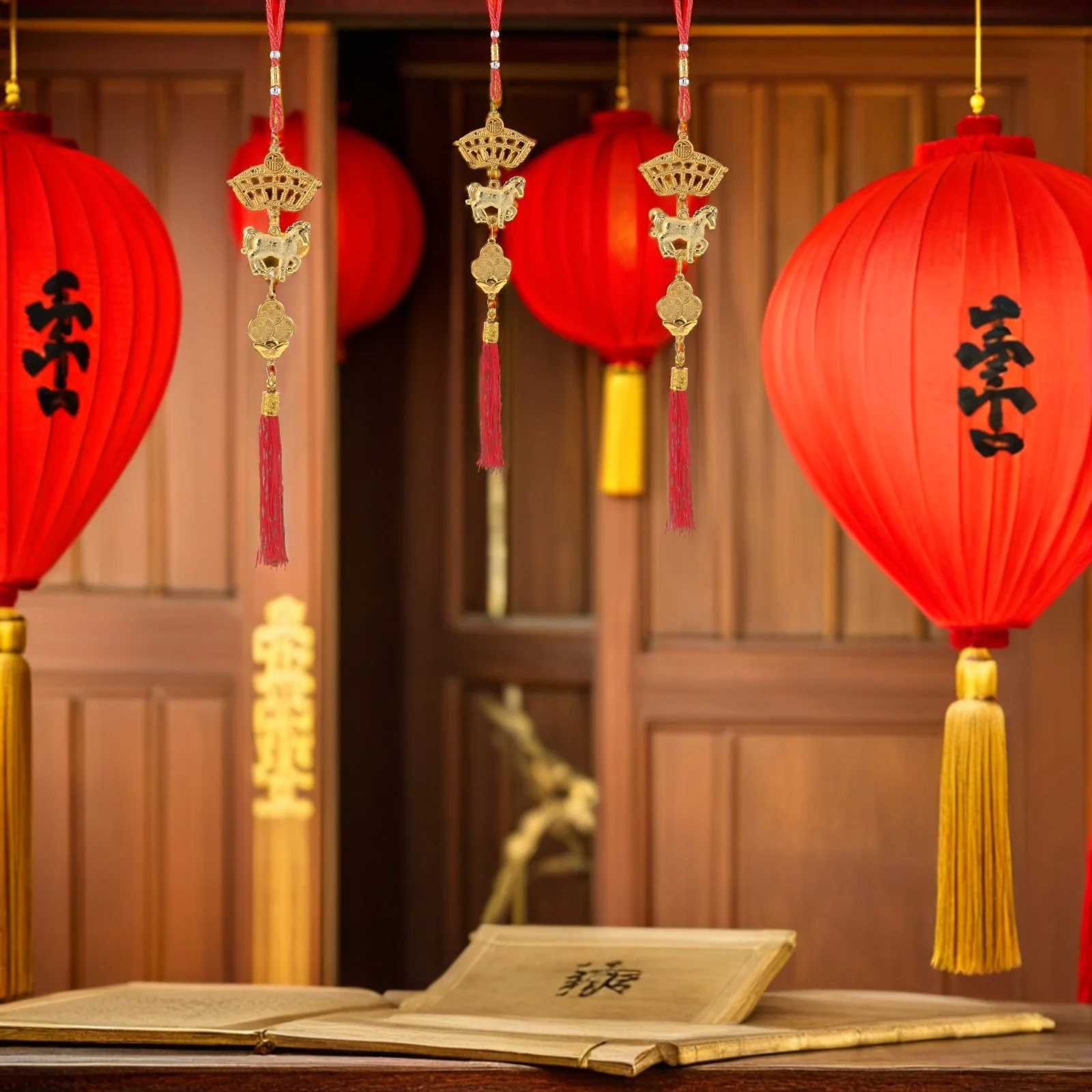 

8Pcs Chinese New Year Hanging Decorations Horse Charms Pendants Indoor Outdoor Festive Ambiance Spring Festival Ornaments