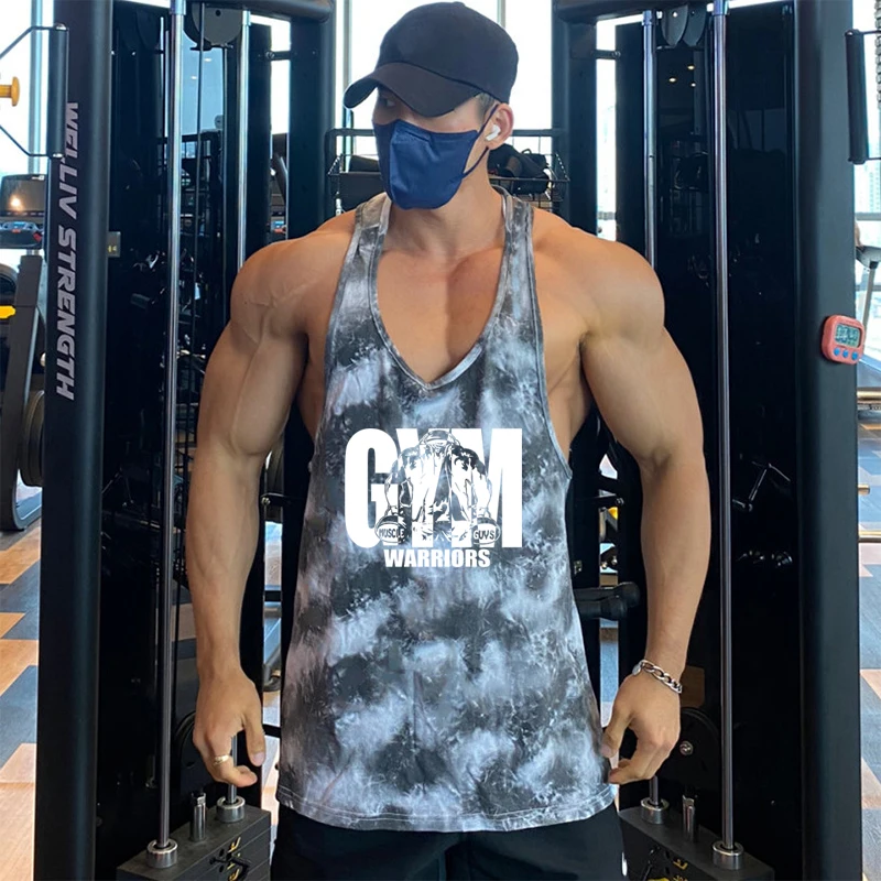 Summer Camouflage Mens Muscle Vest Y Back Gym Clothing Bodybuilding Fitness Tank Top Sleeveless Shirt Workout Stringer Singlets