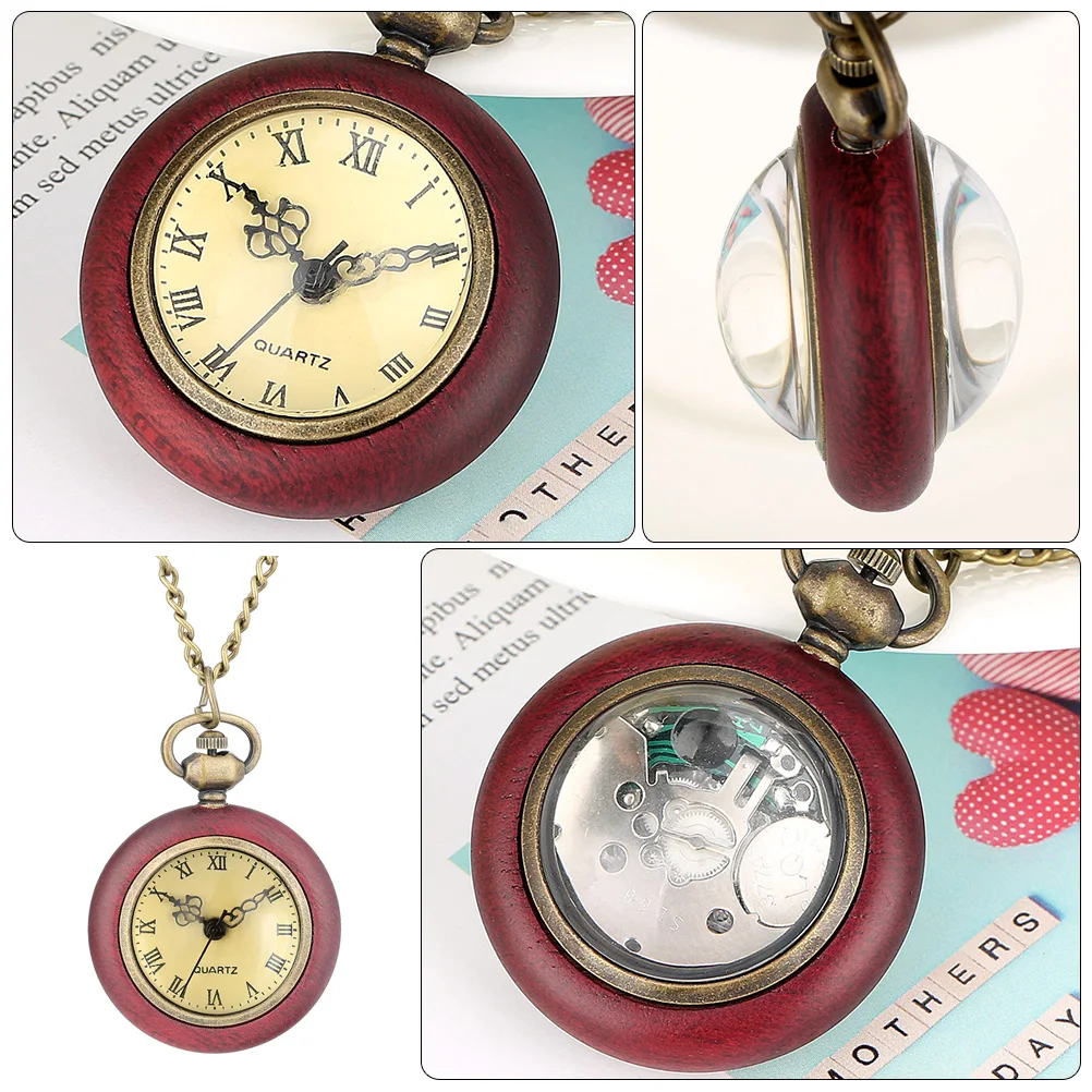 

Vintage Pocket Watch Pendant Necklace Quartz Movement Alloy Chain Retro Design Precise Timekeeping Elegant Style Everyday Wear