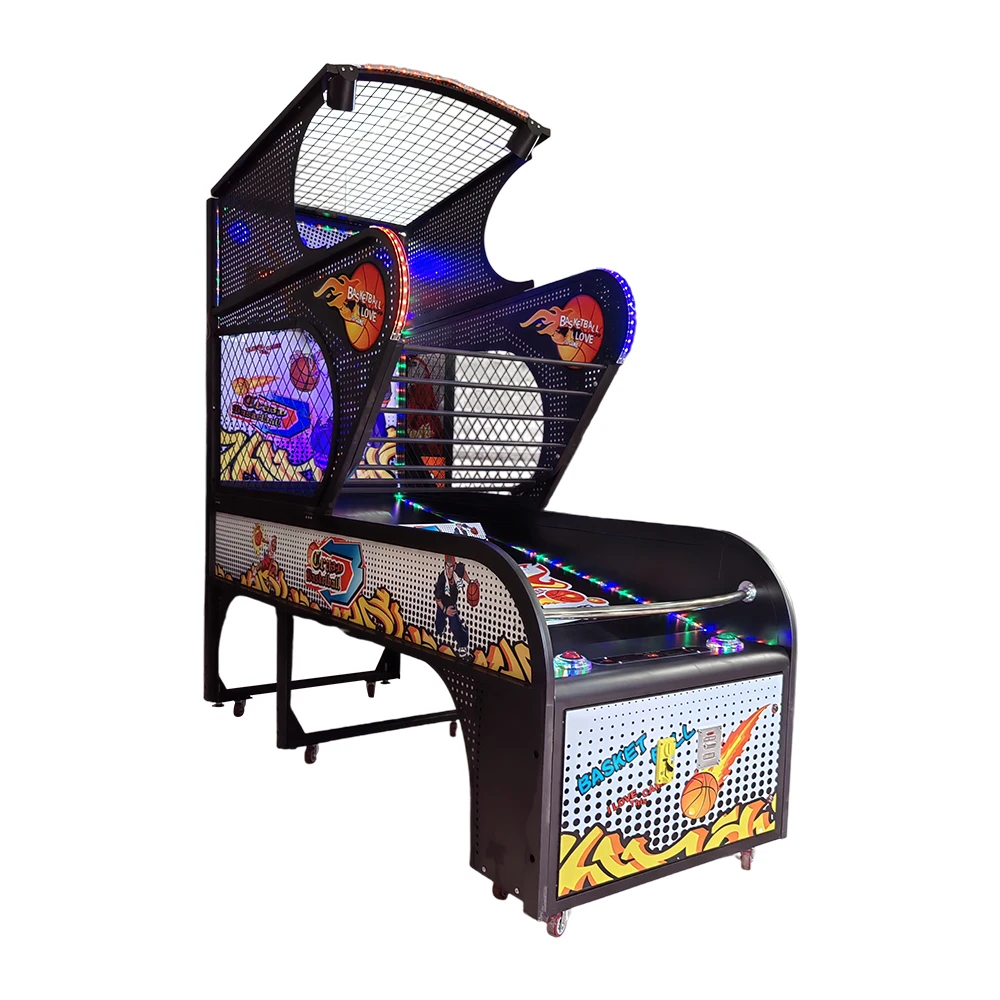 آلة لعبة كرة السلة التجارية، آلة إطلاق كرة السلة في الشوارع، آلة إطلاق النار على السلة المعدنية الإنجليزية #4