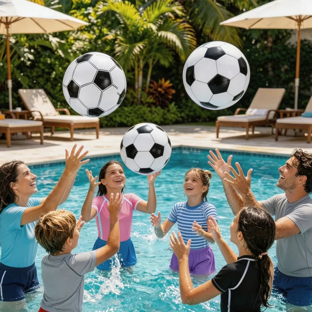27cm PVC Inflatable Soccer Ball Beach Ball Summer Pool Beach Backyard Outdoor Play Toy Party Decor Game Prop for Kids Family