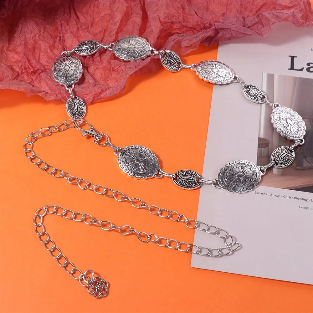 

Fashion Belly Chain Bohemian Waist Chains Oval Ethnic Style Dress Belt Chains Jewelry Metal Tassel Body Chain Dance Performance