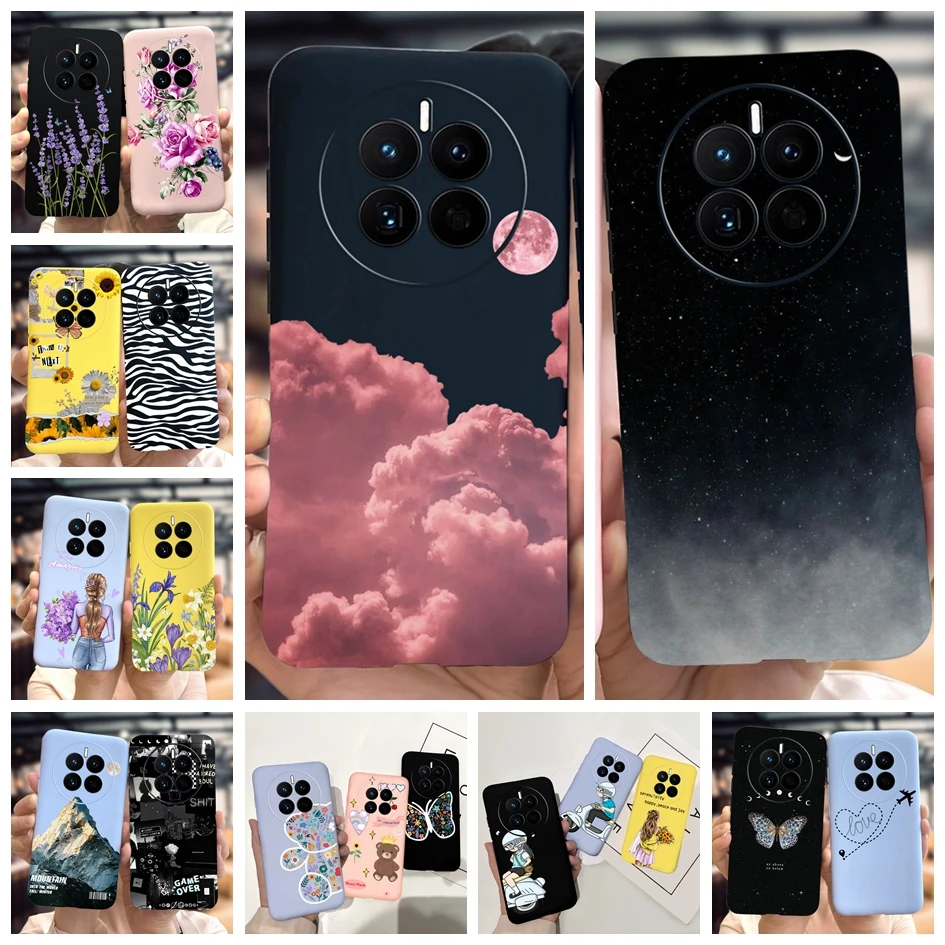 Чехол Mate 50 для Huawei Mate 50 Pro, Обложка, новинка 2023, модные узоры, Мягкая силиконовая задняя крышка для Mate50 Pro, искусственная кожа, Обложка