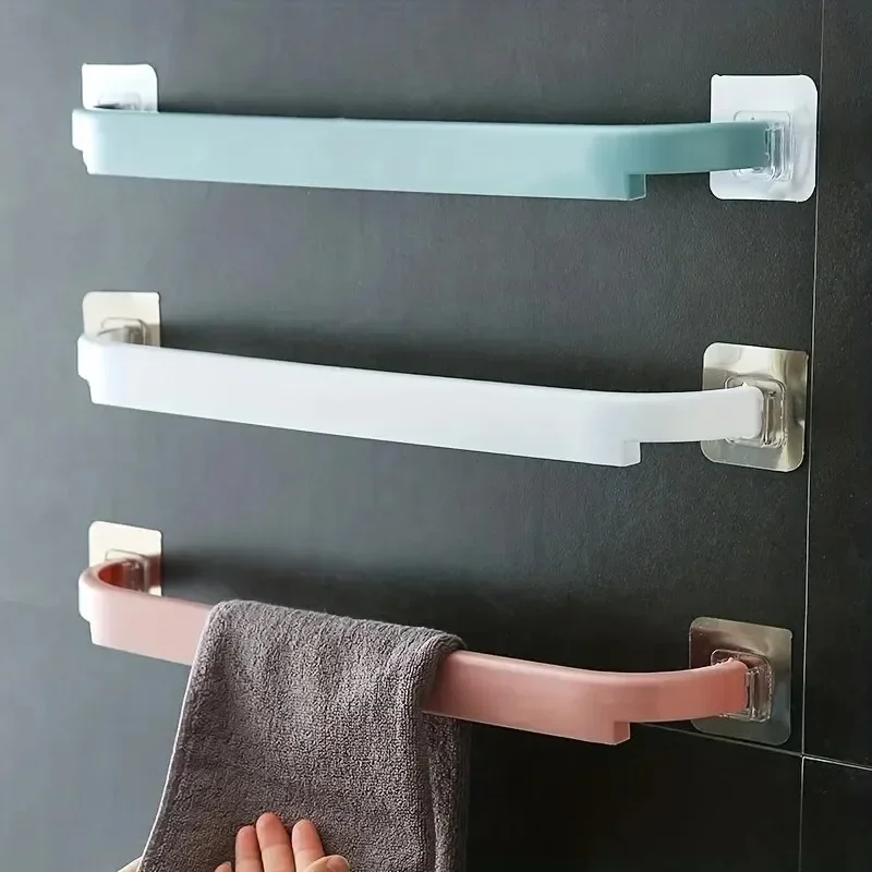 Non Punching Extended Bathroom Double Pole Wall Mounted Storag Rack Household Color Self-Adhesive Towel Rack Bathroom Accessorie