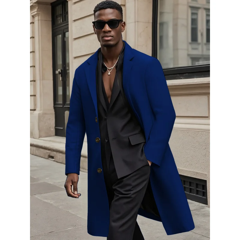 

2025Trendy Men's Fashion Outdoor Social Sports Stylish Sunshine Solid Color Trench Coat Jacket