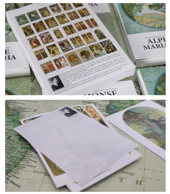 30 قطعة ألفونس ماريا موكا بطاقات فنية محاصر بطاقات بريدية اللوحة هدية أتمنى بطاقة المعايدة لتقوم بها بنفسك الجدار ملصق الديكور يمكن بريدها #2