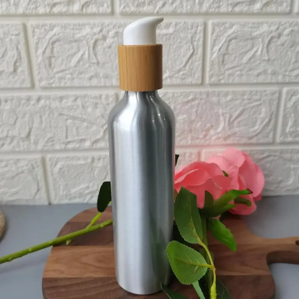 

Empty Metal Aluminum Bottle Cosmetic Oil Perfume aluminium Packaging containers with lotion cap，homehold Aluminum lotion bottle