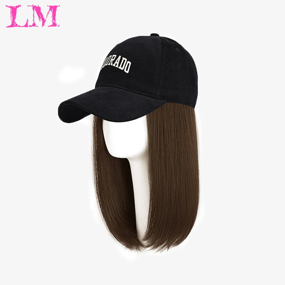 LM Long Hair Hat Wig Integrated Detachable Long Straight Hair Beret Autumn And Winter Octagonal Hat Synthetic Wig Women