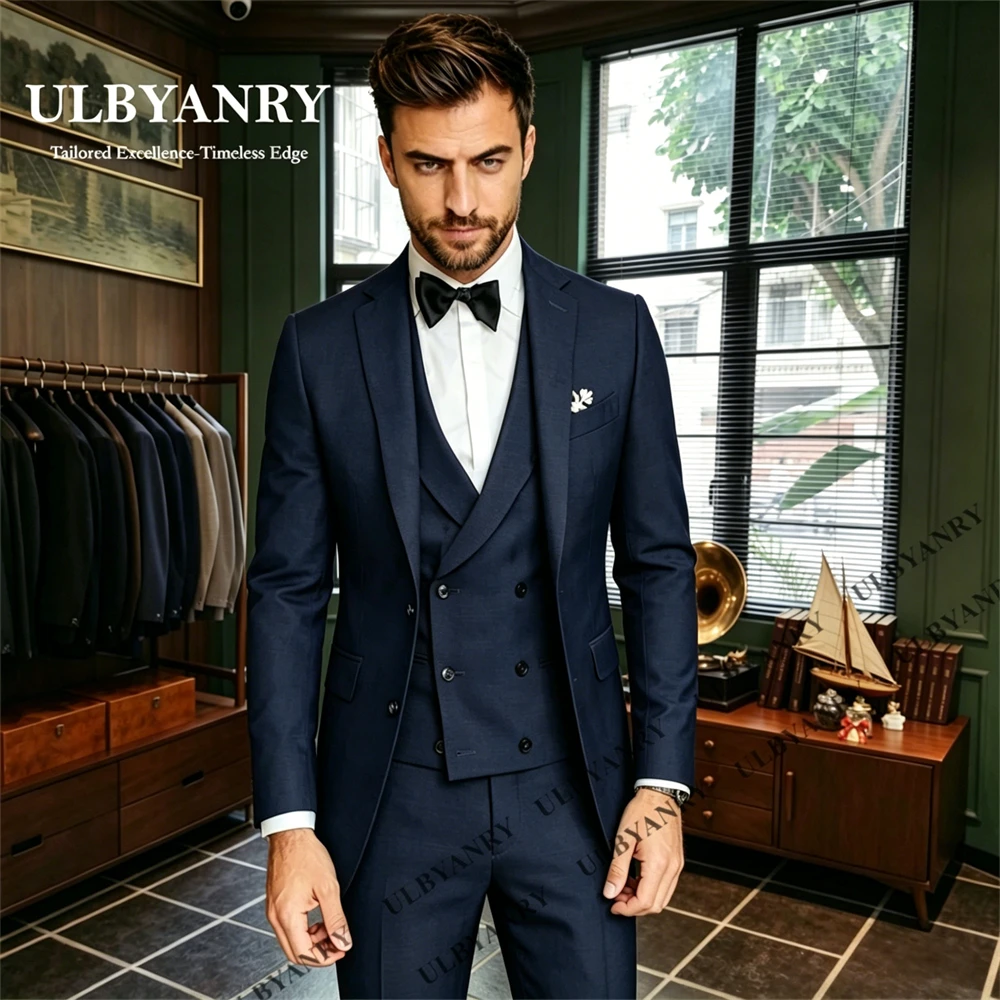 

ULBYANRY Classic Solid Suit Set for Men, XXS-7XL Tailored Fitting Men's Formal Business Suit Jacket Pants Waistcoat Groom Suit