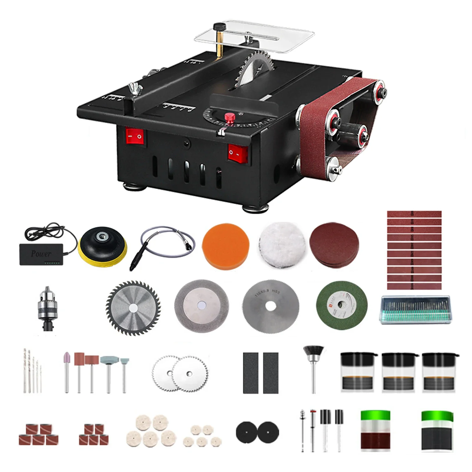 Mini scie d'établi et ponceuse à courroie de 150W, vitesse Variable, scie circulaire Table