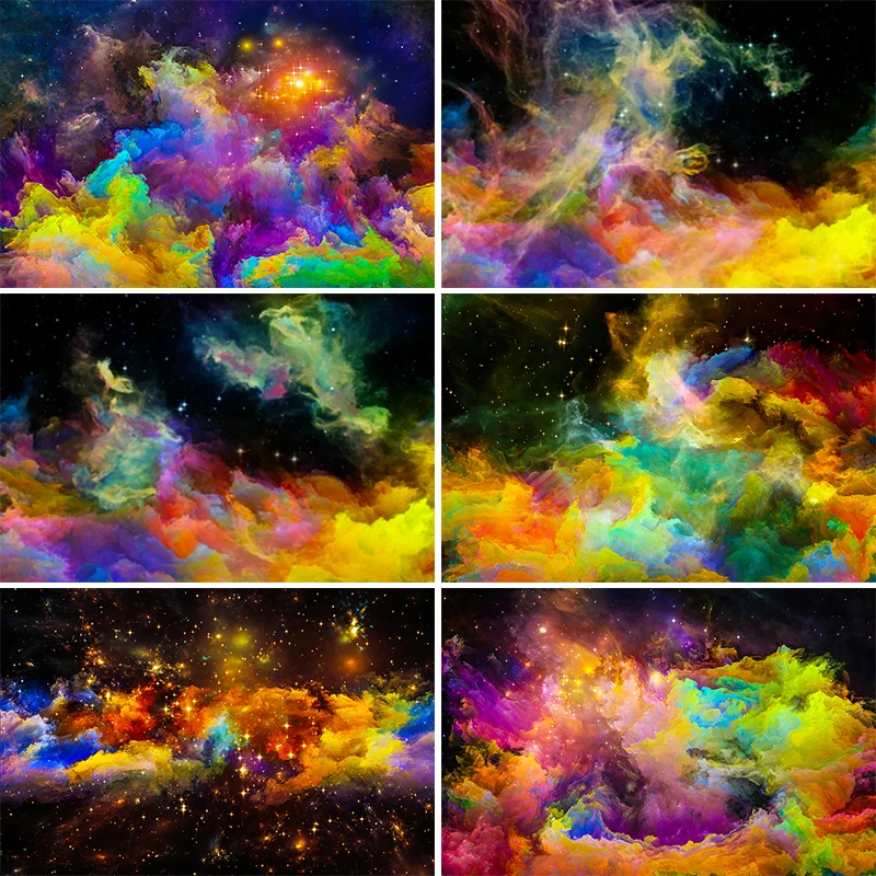 

Abstract Nebula Backdrop Colorful Outer Space Cloudscape Universe Planet Moon Earth Background Decor Kids Birthday Wallpaper