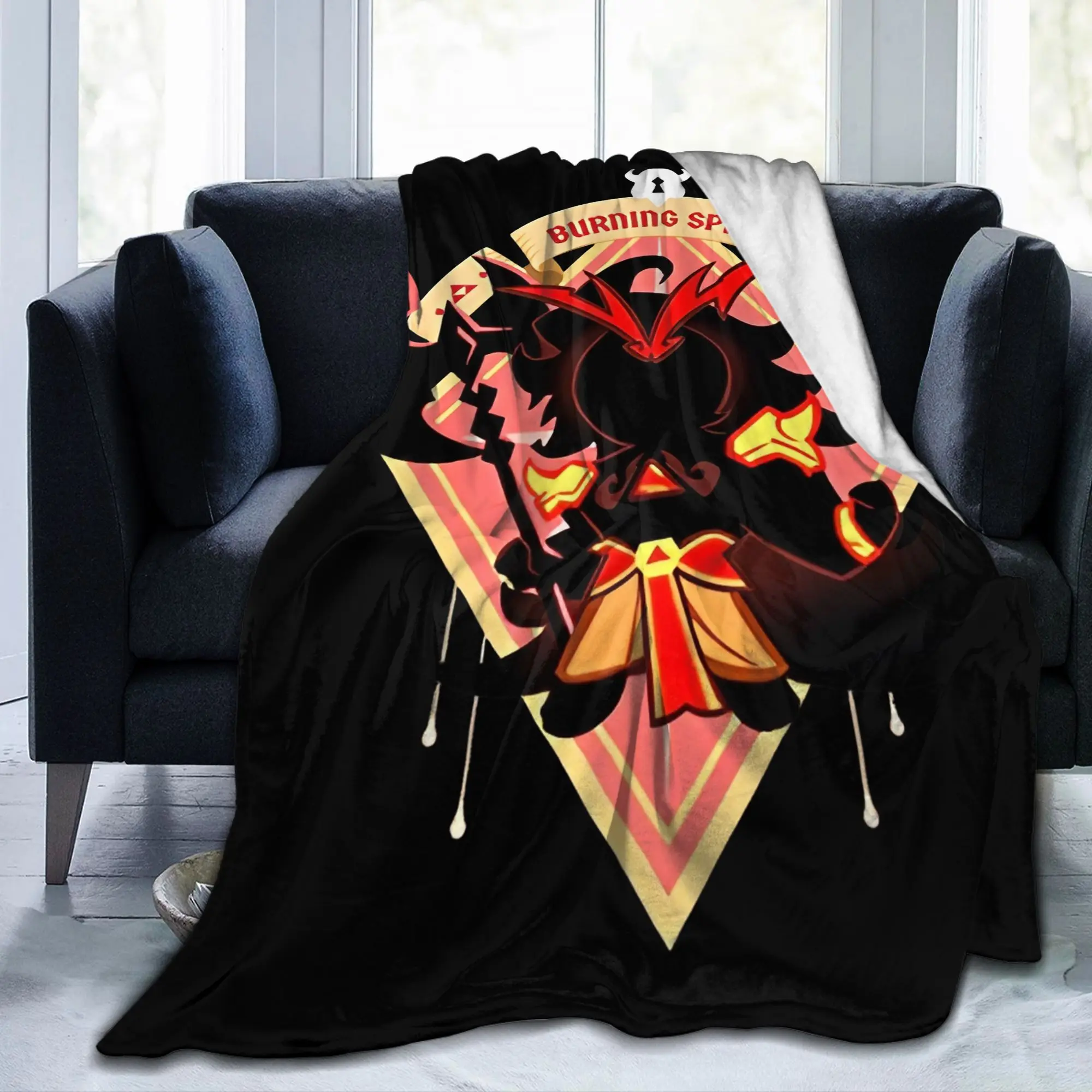 Cookie Run Kingdom Burning Spice Cookie Blanket Runner Game Flannel Vintage Breathable Throw Blanket for Coverlet Spring Autumn