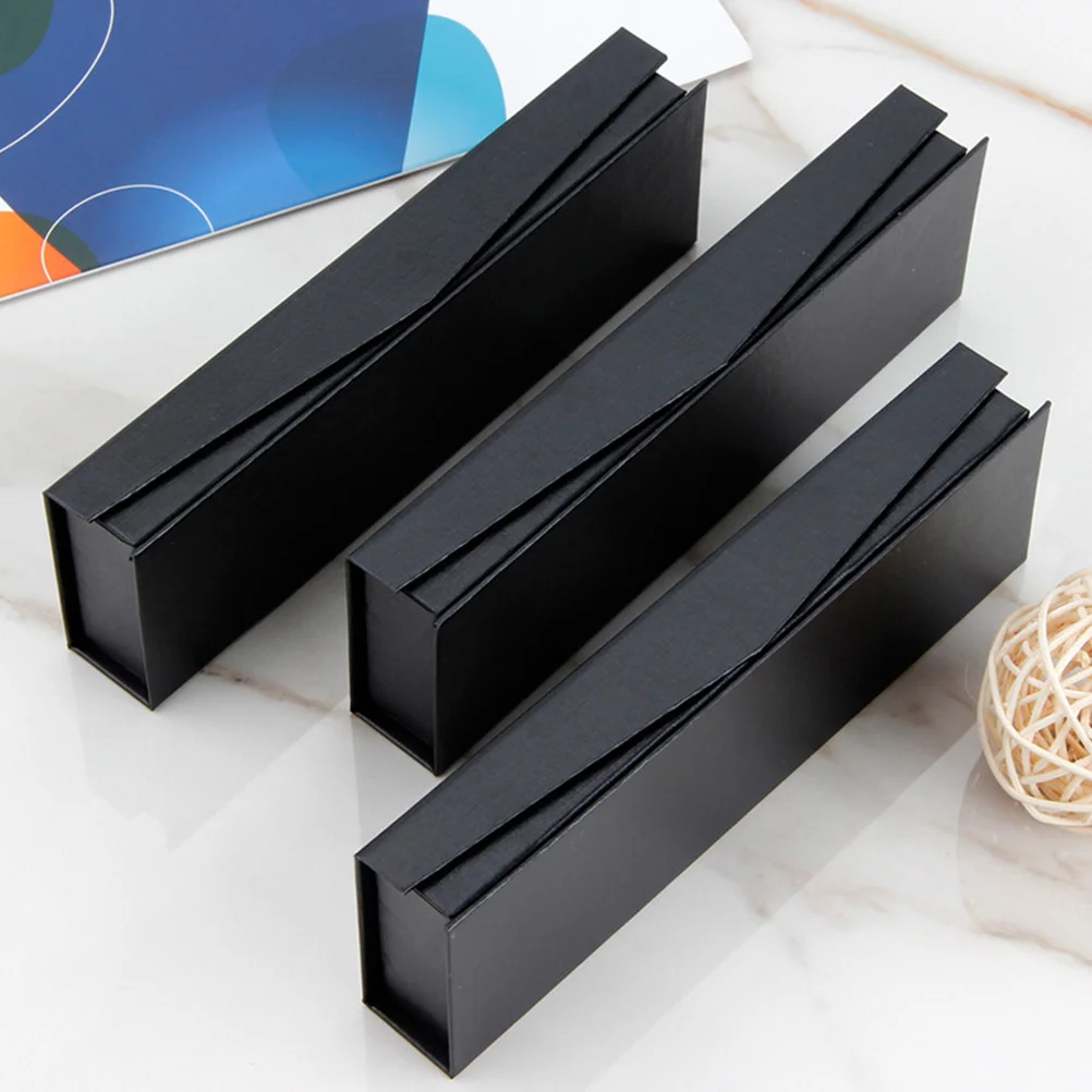 

3Pcs Pen Pencil Gift Box Black Storage Case Organizer for Home School Backpack Fashion Container Holder