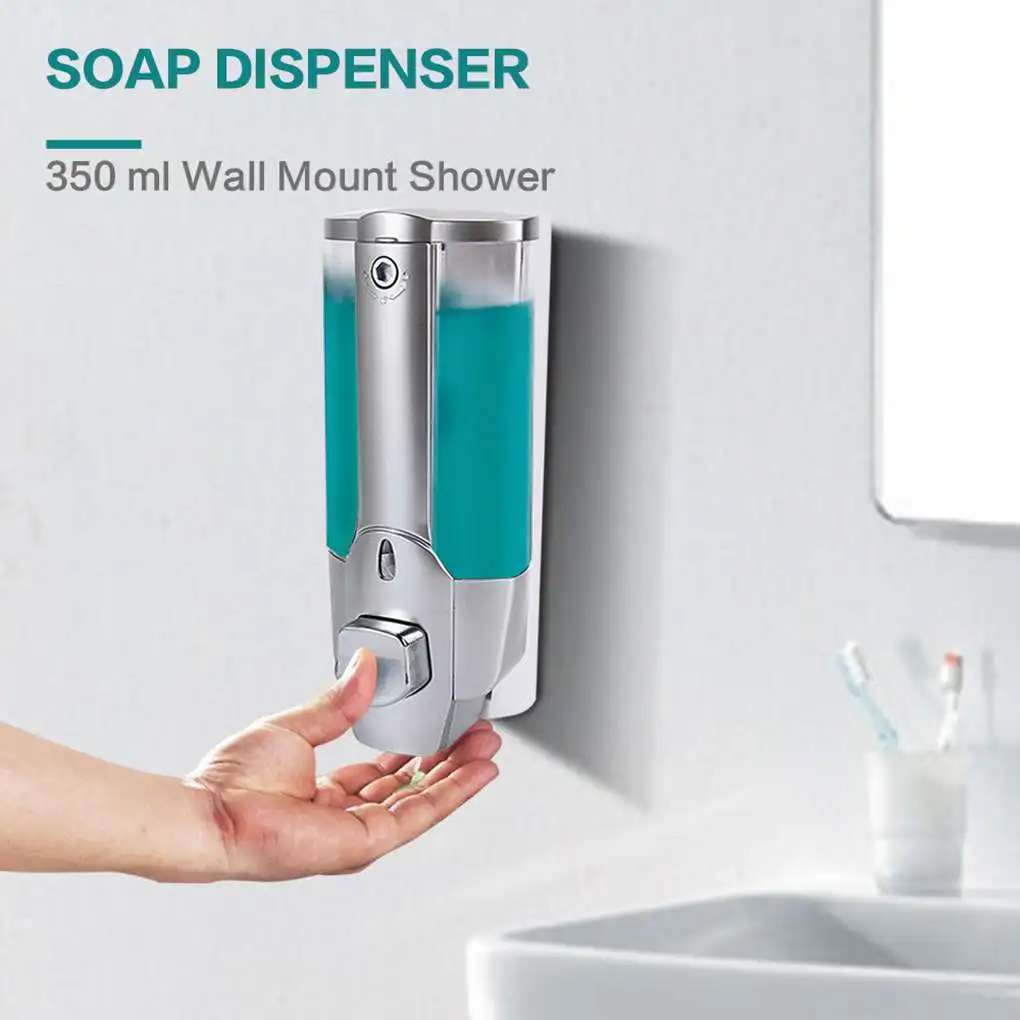 350ml Wall Mounted Soap Dispenser Home Hotel Bathroom Hand Cleaner Soap Shampoo Shower Gel Dispenser ABS Wall Soap Dispenser