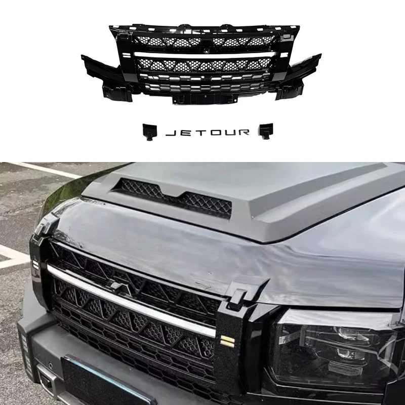 Car Front Bumper Grille Fit for JETOUR Traveler T2 2024 Modified JMK Kit Upgraded Thickened with Light Grille Easy Installation