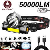 LED USB Rechargeable COB Headlamp 1200mA Powerful Headlight Super Bright Waterproof Head Torch For Outdoor dual light sources