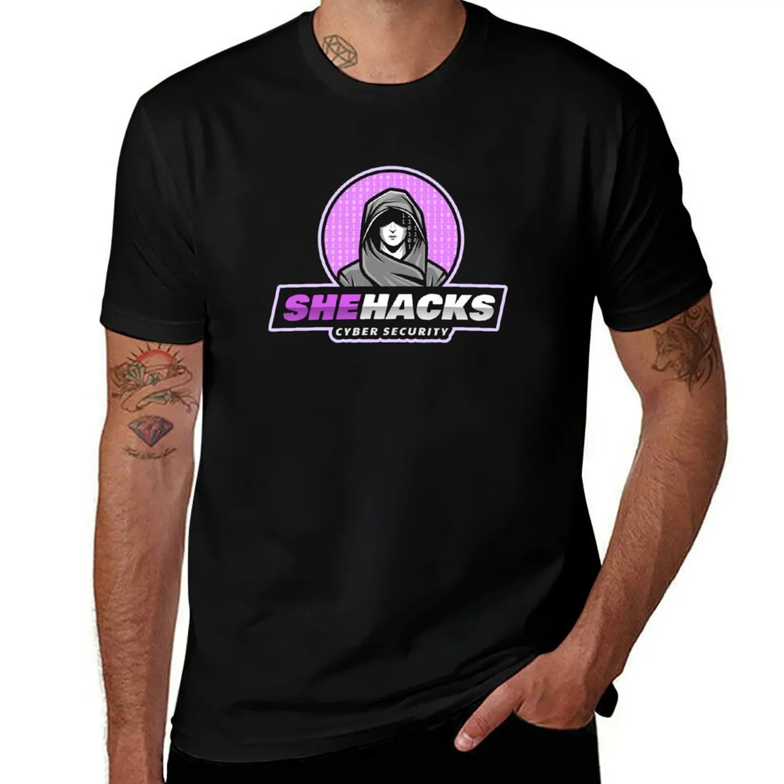 

She Hacks - Female hacker - Cyber Security - Purple T-Shirt vintage clothes sweat t shirts for men cotton