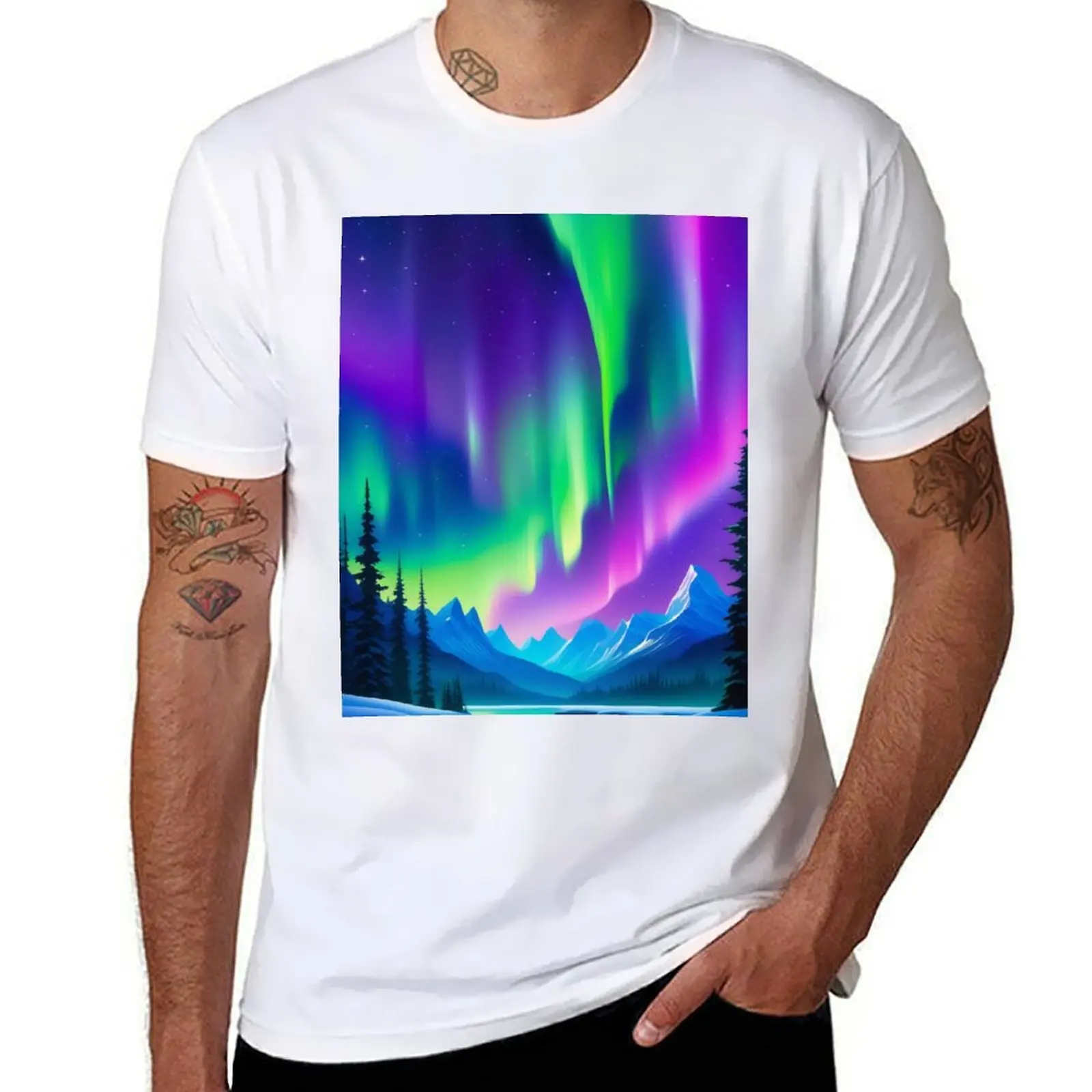 

Aurora, The Northern lights T-Shirt t shirt man casual t shirt custom print T-Shirt