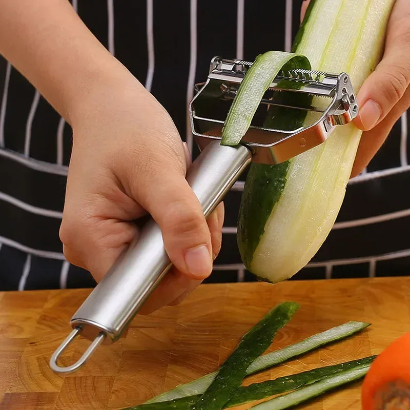 

Multiple-Function Fruit and Vegetable Peeler Kitchen Vegetable Peeler Stainless Steel Melon Planer Double-Head Peeler Household