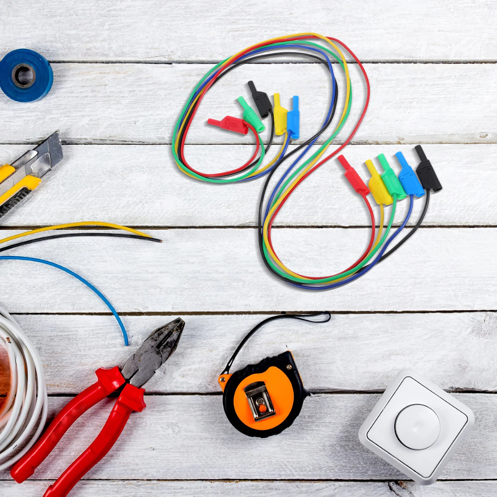 

5Pcs Banana Plug Test Cable 4mm 4mm Connecting Wire for Electrical Measurement Multimeter Lab Testing Colored Leads