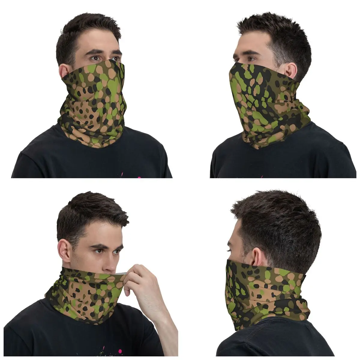 WW2 SS Army Camouflage Bandana Neck Cover Camo Balaclavas Face Scarf Multi-use Cycling Outdoor Sports Men Women Adult Windproof