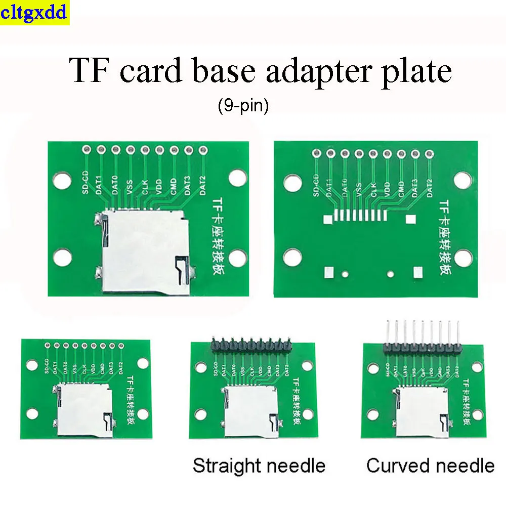 

1PCS TF card socket adapter 1.6mm spring-loss 9P card PCB circuit board curved pin straight pin SD card socket circuit board PCB