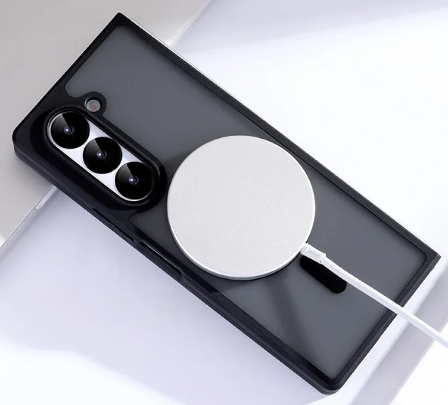 Funda Magnética Mate para Teléfono, Protectora de Bisagra, Plegable, Compatible con Función de Carga Magnética
