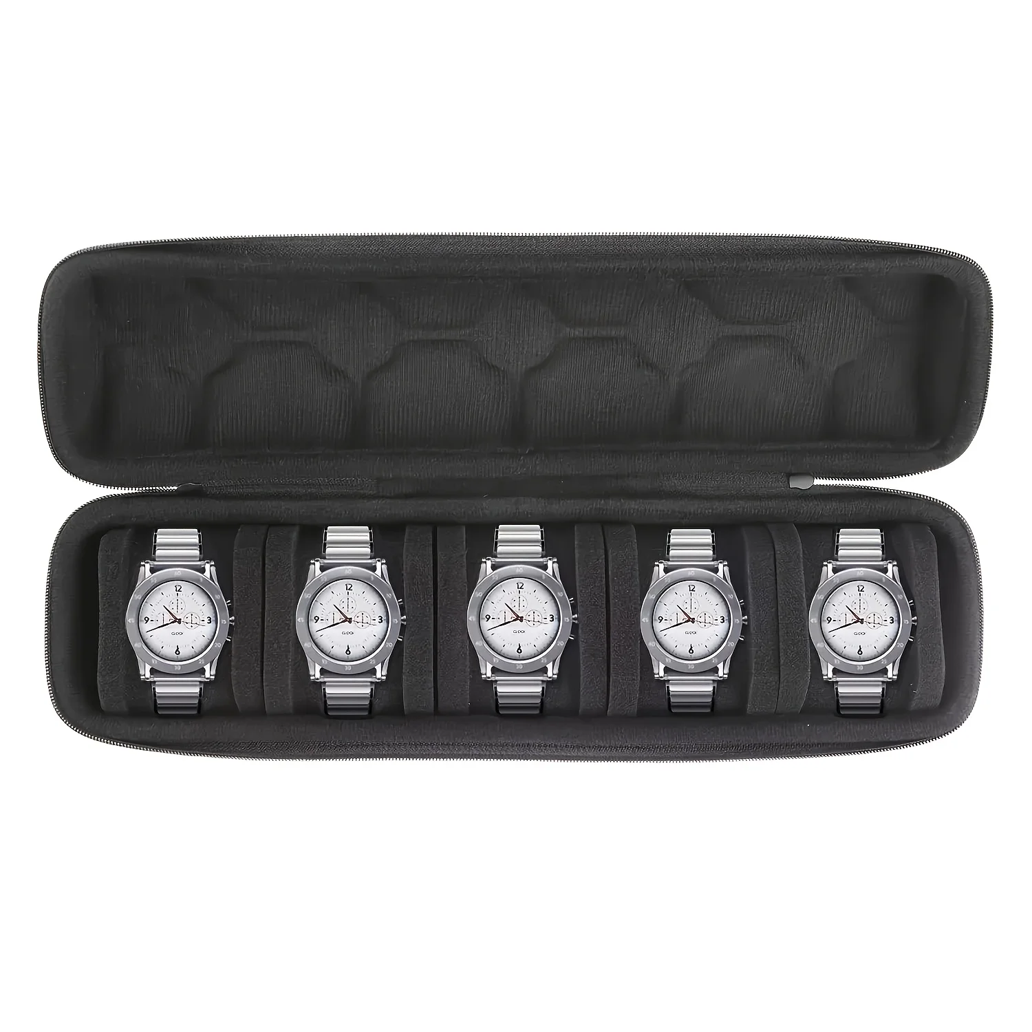 1pc Heavy-Duty Watch Organizer with Flip-Top Lid - 5-Slot Watch Storage Box, Scratch-Resistant Interior, Portable Watch Case image 2