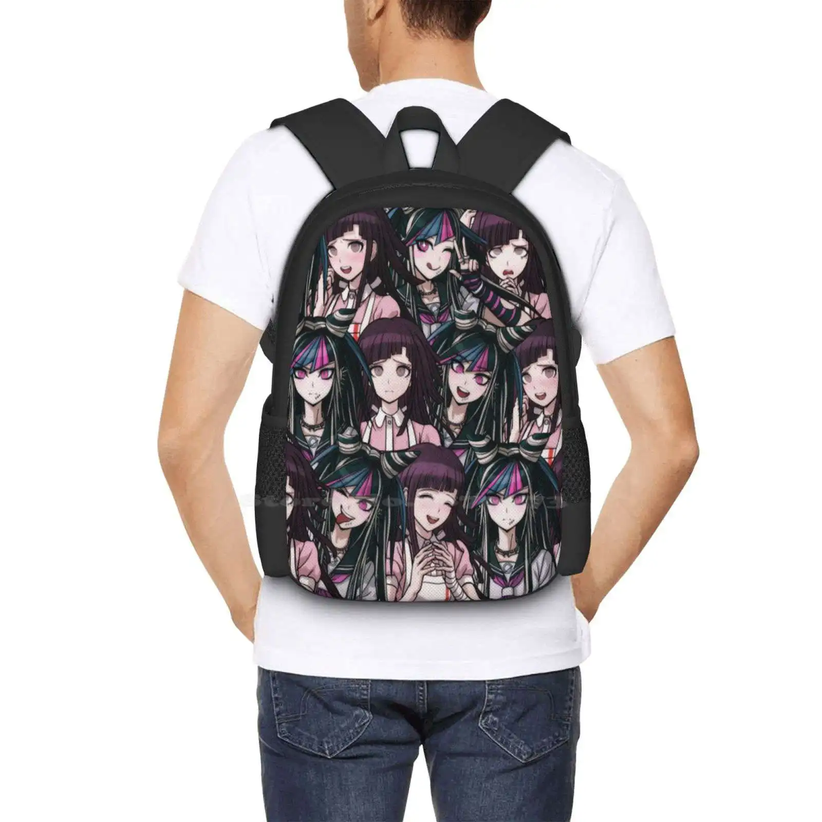 Mochila con diseño de patrón para estudiante universitario, bolso de ayuda de banda, Mikan Tsumiki, Ibuki, Mioda, músico y enfermera