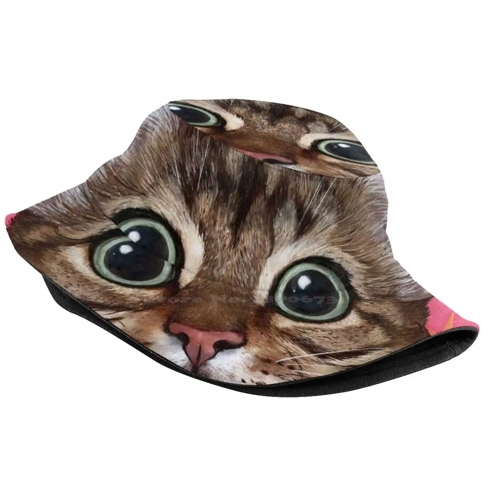 Shocked Peek-O Cat Sun Cap Fisherman Hat Bucket Hats Cats Funny Peeking Surprised Kitty Kitten Cat Lady Pop Art Eclectic