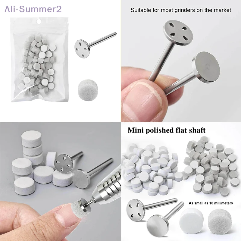 50pcs Foot Rasp Stainless Steel Disk 10mm Self-Adhesive Replaceable Sponge Buffing Pads For Pedicure Polish Accessories